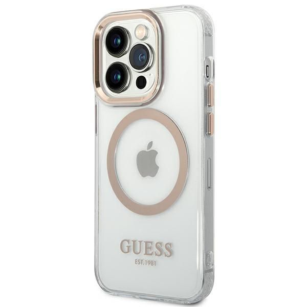 Tagakaaned Guess Guess GUHMP14LHTRMD iPhone 14 Pro 6.1 "gold / gold hard case Metal Outline Magsafe