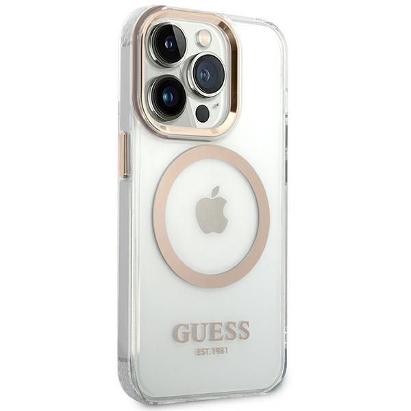 Tagakaaned Guess Guess GUHMP14LHTRMD iPhone 14 Pro 6.1 "gold / gold hard case Metal Outline Magsafe