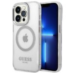Tagakaaned Guess  Guess GUHMP14LHTRMS iPhone 14 Pro 6.1" silver/silver hard case Metal Outline Magsafe 