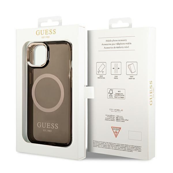 Tagakaaned Guess Guess GUHMP14MHTCMK iPhone 14 Plus 6.7" black/black hard case Gold Outline Translucent MagSafe