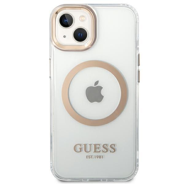 Tagakaaned Guess Guess GUHMP14MHTRMD iPhone 14 Plus 6.7 "gold / gold hard case Metal Outline Magsafe