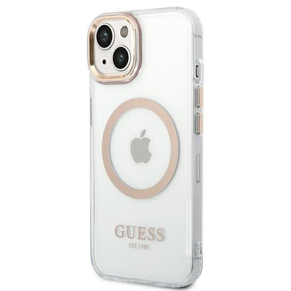 Tagakaaned Guess Guess GUHMP14MHTRMD iPhone 14 Plus 6.7 "gold / gold hard case Metal Outline Magsafe