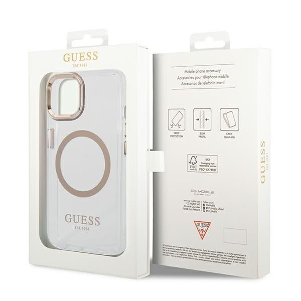 Tagakaaned Guess Guess GUHMP14MHTRMD iPhone 14 Plus 6.7 "gold / gold hard case Metal Outline Magsafe