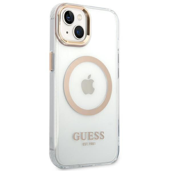 Tagakaaned Guess Guess GUHMP14MHTRMD iPhone 14 Plus 6.7 "gold / gold hard case Metal Outline Magsafe