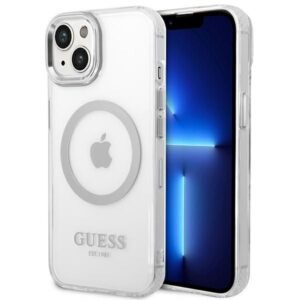 Nugarėlės dėklai Guess  Guess GUHMP14MHTRMS iPhone 14 Plus 6.7" silver/silver hard case Metal Outline Magsafe 