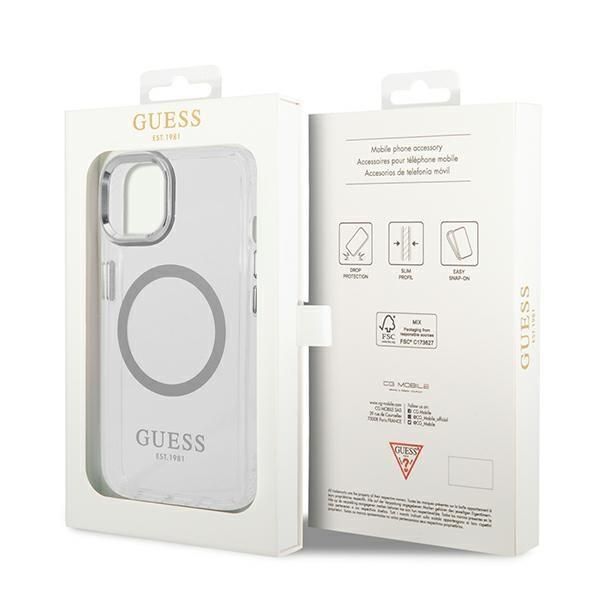 Tagakaaned Guess Guess GUHMP14MHTRMS iPhone 14 Plus 6.7" silver/silver hard case Metal Outline Magsafe