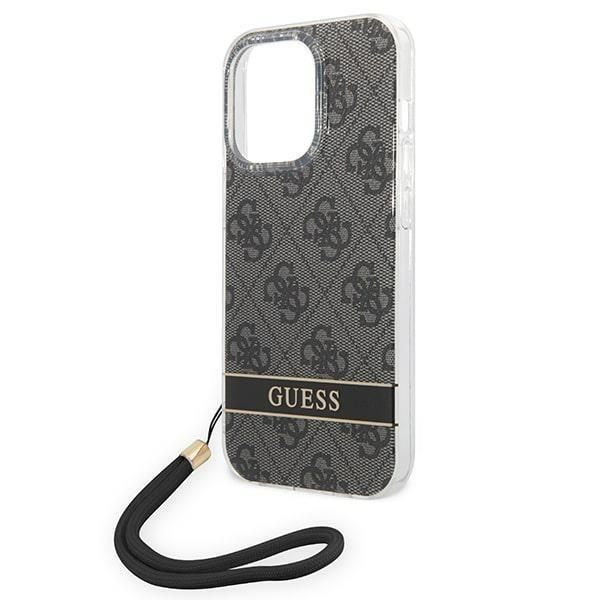 Tagakaaned Guess Guess GUOHCP14LH4STK iPhone 14 Pro 6.1 "black / black hardcase 4G Print Strap