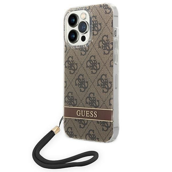 Tagakaaned Guess Guess GUOHCP14LH4STW iPhone 14 Pro 6.1 "brown / brown hardcase 4G Print Strap
