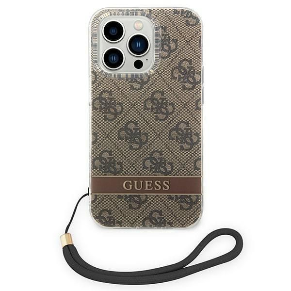 Tagakaaned Guess Guess GUOHCP14LH4STW iPhone 14 Pro 6.1 "brown / brown hardcase 4G Print Strap