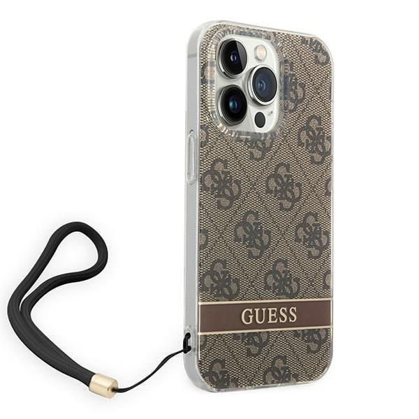 Tagakaaned Guess Guess GUOHCP14LH4STW iPhone 14 Pro 6.1 "brown / brown hardcase 4G Print Strap