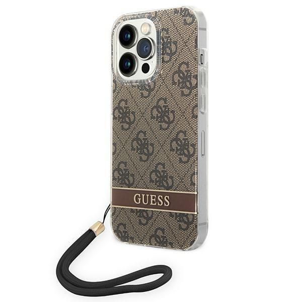 Tagakaaned Guess Guess GUOHCP14XH4STW iPhone 14 Pro Max 6.7 "brown / brown hardcase 4G Print Strap