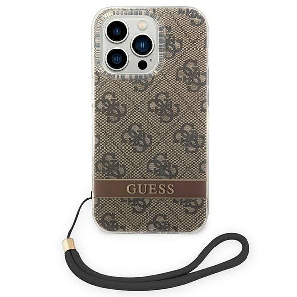 Tagakaaned Guess Guess GUOHCP14XH4STW iPhone 14 Pro Max 6.7 "brown / brown hardcase 4G Print Strap