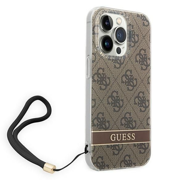 Tagakaaned Guess Guess GUOHCP14XH4STW iPhone 14 Pro Max 6.7 "brown / brown hardcase 4G Print Strap