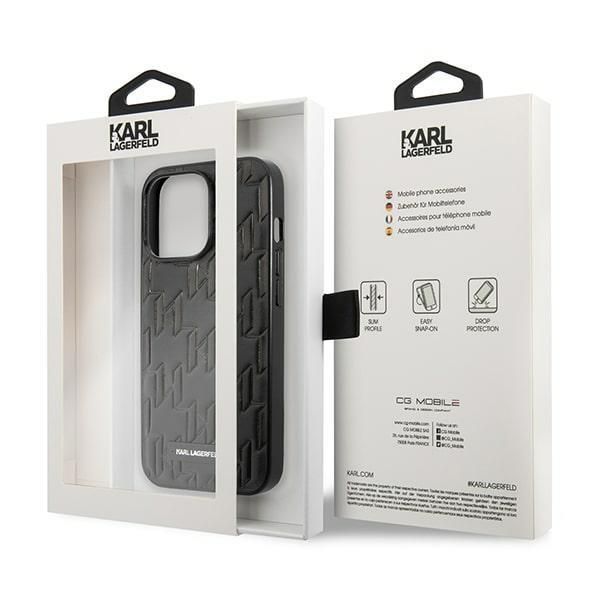 Back panel cover Karl Lagerfeld Karl Lagerfeld KLHCP13LMNMP1K iPhone 13 Pro / 13 6.1 "hardcase black / black Monogram Plaque