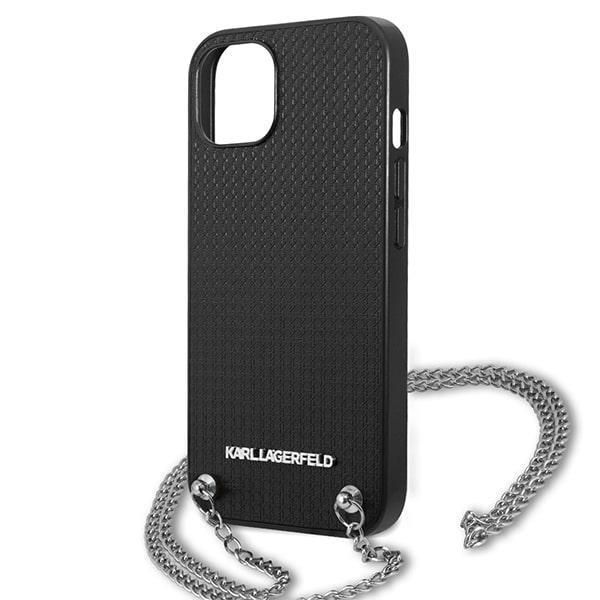 Back panel cover Karl Lagerfeld Karl Lagerfeld KLHCP13SPMK iPhone 13 mini 5,4 "hardcase black / black Leather Textured and Chain