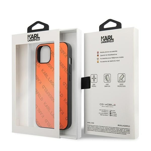 Back panel cover Karl Lagerfeld Karl Lagerfeld KLHCP13SPTLO iPhone 13 mini 5,4 "hardcase orange / orange Perforated Allover
