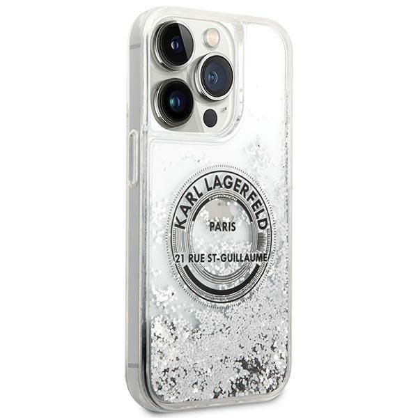 Aizmugurējais vāciņš Karl Lagerfeld Karl Lagerfeld KLHCP14LLCRSGRS iPhone 14 Pro 6.1 "silver / silver hardcase Liquid Glitter RSG