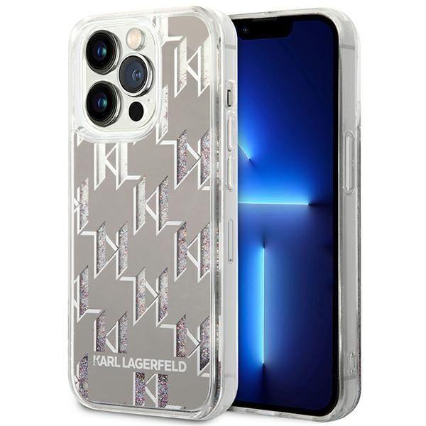 Aizmugurējais vāciņš Karl Lagerfeld Karl Lagerfeld KLHCP14LLMNMS iPhone 14 Pro 6.1 "hardcase silver / silver Liquid Glitter Monogram