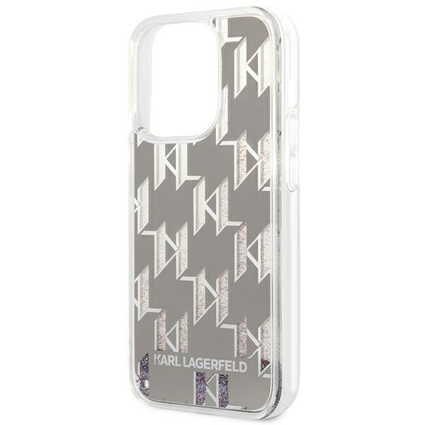 Aizmugurējais vāciņš Karl Lagerfeld Karl Lagerfeld KLHCP14LLMNMS iPhone 14 Pro 6.1 "hardcase silver / silver Liquid Glitter Monogram