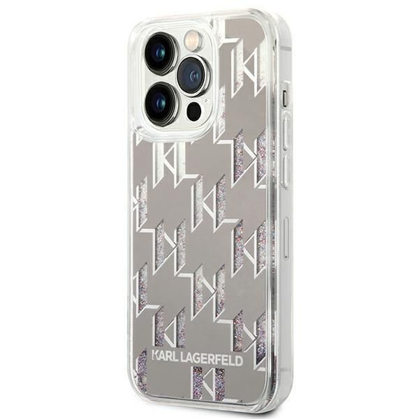 Aizmugurējais vāciņš Karl Lagerfeld Karl Lagerfeld KLHCP14LLMNMS iPhone 14 Pro 6.1 "hardcase silver / silver Liquid Glitter Monogram