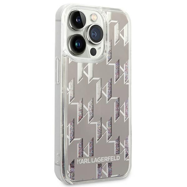 Aizmugurējais vāciņš Karl Lagerfeld Karl Lagerfeld KLHCP14LLMNMS iPhone 14 Pro 6.1 "hardcase silver / silver Liquid Glitter Monogram