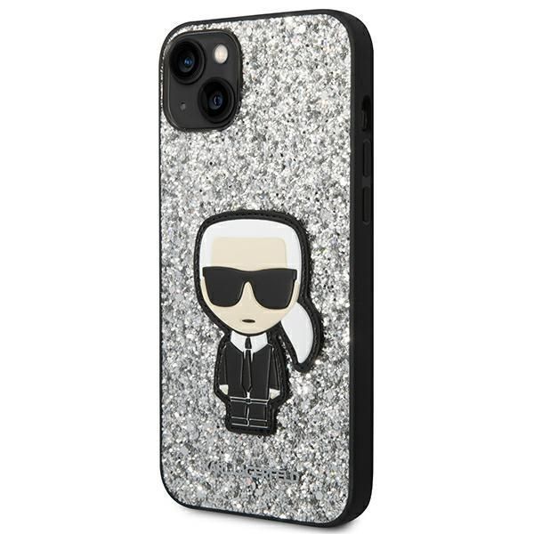 Aizmugurējais vāciņš Karl Lagerfeld Karl Lagerfeld KLHCP14MGFKPG iPhone 14 Plus 6.7 "hardcase silver / silver Glitter Flakes Ikonik