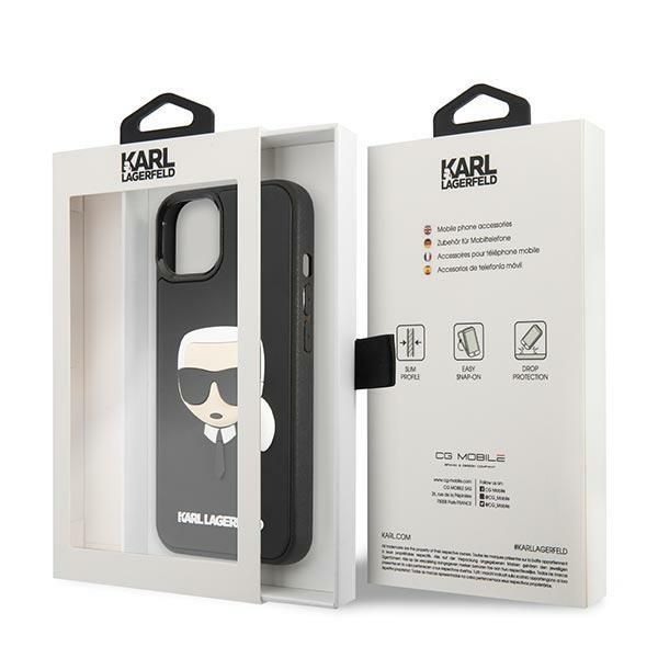 Back panel cover Karl Lagerfeld Karl Lagerfeld KLHCP14MKH3DBK iPhone 14 Plus 6.7 "black / black hardcase 3D Rubber Karl's Head