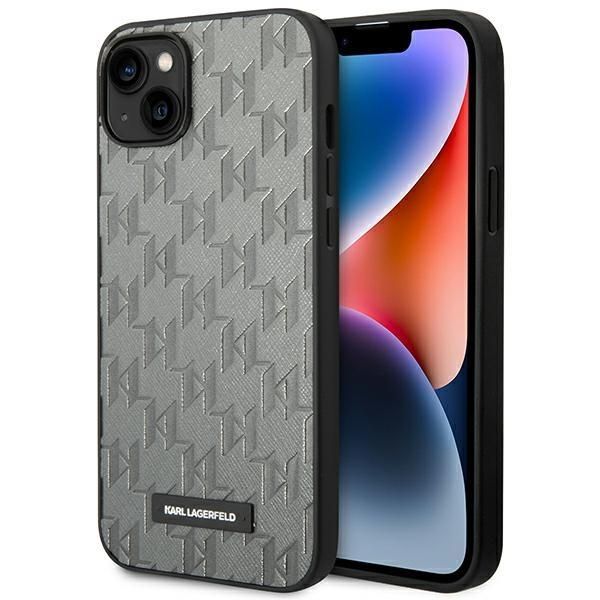 Aizmugurējais vāciņš Karl Lagerfeld Karl Lagerfeld KLHCP14MSAKLHPG iPhone 14 Plus 6.7 "hardcase gray / gray Saffiano Mono Metal Logo