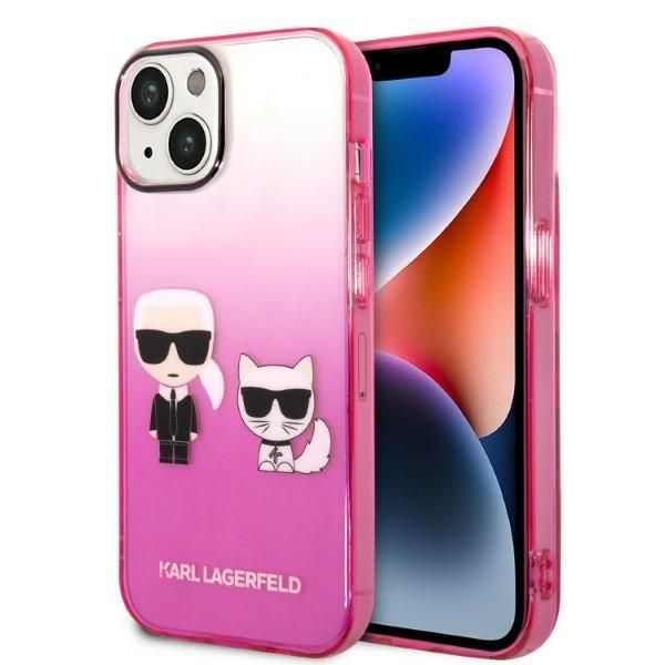 Nugarėlės dėklai Karl Lagerfeld Karl Lagerfeld KLHCP14MTGKCP iPhone 14 Plus 6,7" hardcase różowy/pink Gradient Ikonik Karl & Choupette
