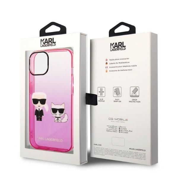 Nugarėlės dėklai Karl Lagerfeld Karl Lagerfeld KLHCP14MTGKCP iPhone 14 Plus 6,7" hardcase różowy/pink Gradient Ikonik Karl & Choupette