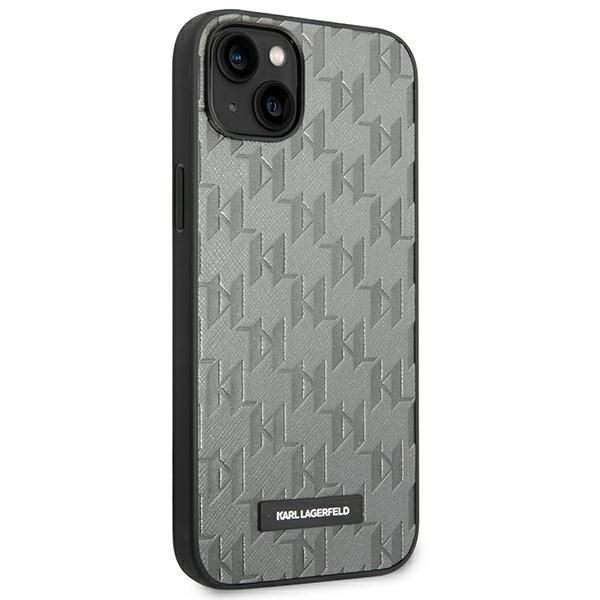 Aizmugurējais vāciņš Karl Lagerfeld Karl Lagerfeld KLHCP14SSAKLHPG iPhone 14 6.1 "hardcase gray / gray Saffiano Mono Metal Logo