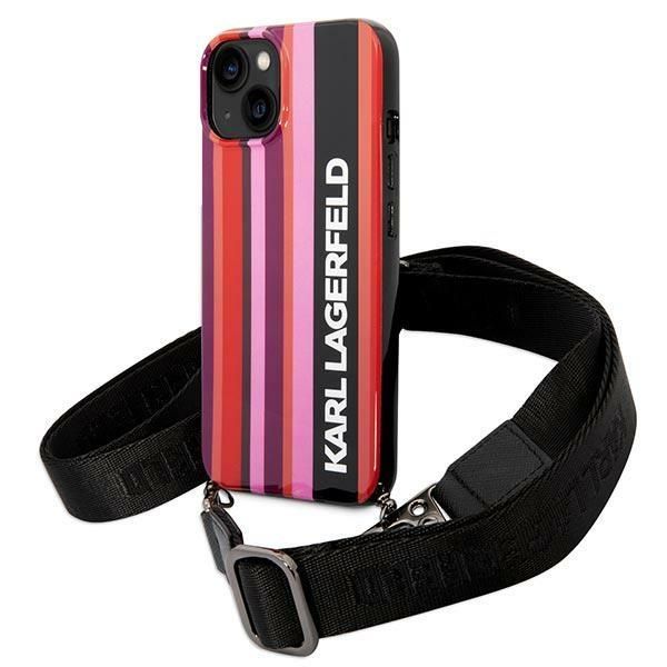 Aizmugurējais vāciņš Karl Lagerfeld Karl Lagerfeld KLHCP14SSTSTP iPhone 14 6.1 "hardcase pink / pink Color Stripes Strap