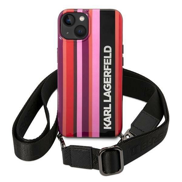 Aizmugurējais vāciņš Karl Lagerfeld Karl Lagerfeld KLHCP14SSTSTP iPhone 14 6.1 "hardcase pink / pink Color Stripes Strap