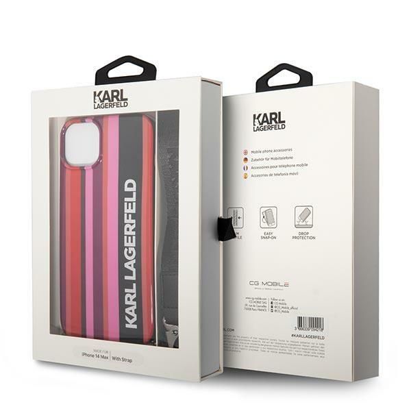 Aizmugurējais vāciņš Karl Lagerfeld Karl Lagerfeld KLHCP14SSTSTP iPhone 14 6.1 "hardcase pink / pink Color Stripes Strap
