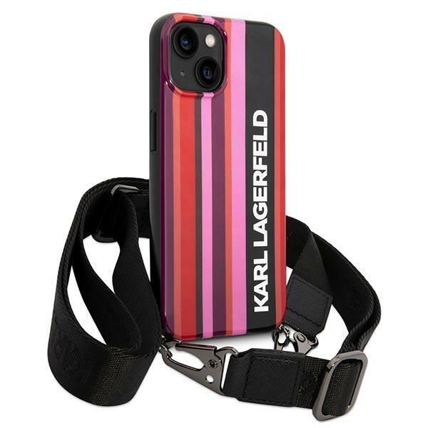 Aizmugurējais vāciņš Karl Lagerfeld Karl Lagerfeld KLHCP14SSTSTP iPhone 14 6.1 "hardcase pink / pink Color Stripes Strap