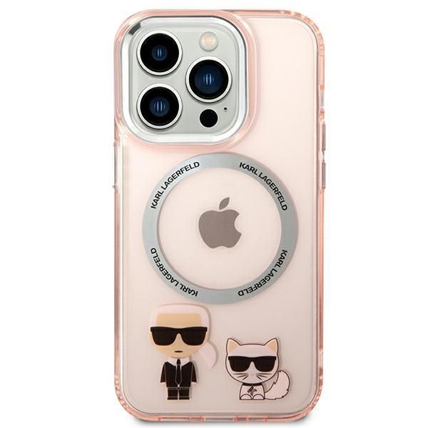 Aizmugurējais vāciņš Karl Lagerfeld Karl Lagerfeld KLHMP14LHKCP iPhone 14 Pro 6.1" hardcase pink/pink Karl & Choupette Aluminum Magsafe