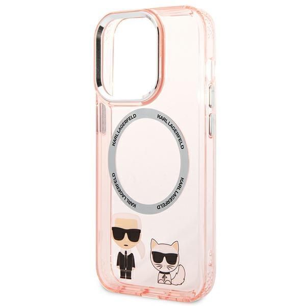 Aizmugurējais vāciņš Karl Lagerfeld Karl Lagerfeld KLHMP14LHKCP iPhone 14 Pro 6.1" hardcase pink/pink Karl & Choupette Aluminum Magsafe