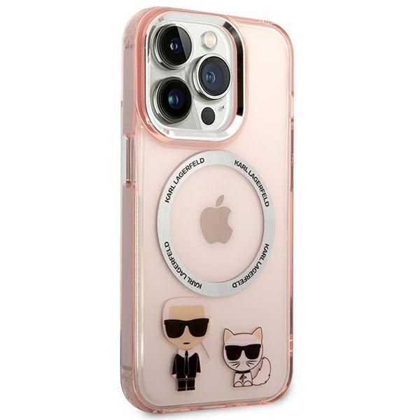 Aizmugurējais vāciņš Karl Lagerfeld Karl Lagerfeld KLHMP14LHKCP iPhone 14 Pro 6.1" hardcase pink/pink Karl & Choupette Aluminum Magsafe