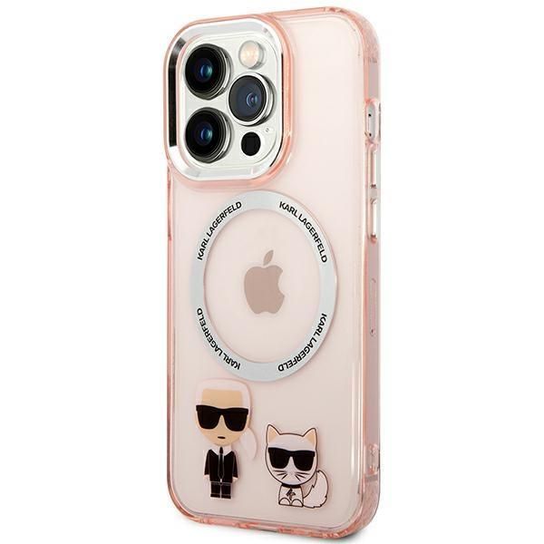 Aizmugurējais vāciņš Karl Lagerfeld Karl Lagerfeld KLHMP14LHKCP iPhone 14 Pro 6.1" hardcase pink/pink Karl & Choupette Aluminum Magsafe