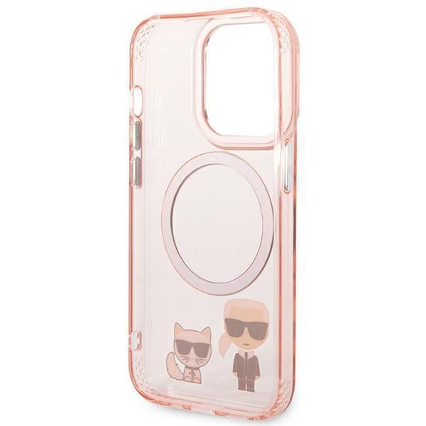 Aizmugurējais vāciņš Karl Lagerfeld Karl Lagerfeld KLHMP14LHKCP iPhone 14 Pro 6.1" hardcase pink/pink Karl & Choupette Aluminum Magsafe