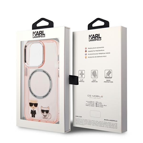 Aizmugurējais vāciņš Karl Lagerfeld Karl Lagerfeld KLHMP14LHKCP iPhone 14 Pro 6.1" hardcase pink/pink Karl & Choupette Aluminum Magsafe