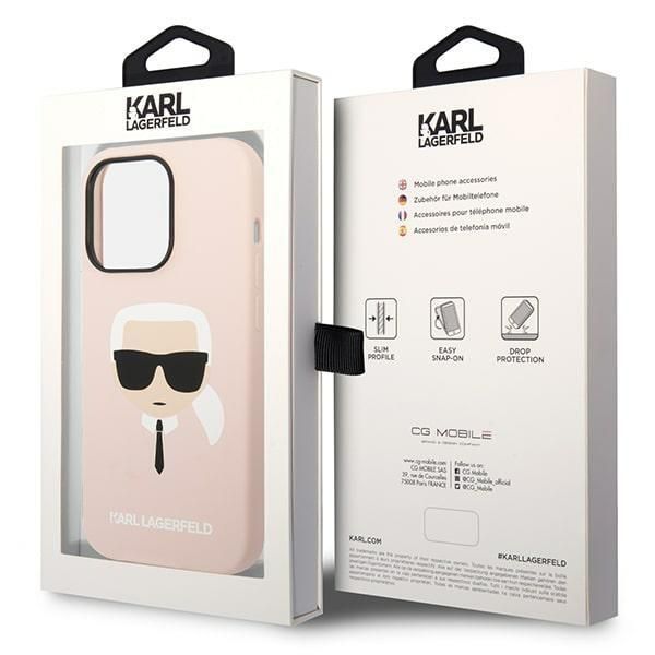 Aizmugurējais vāciņš Karl Lagerfeld Karl Lagerfeld KLHMP14LSLKHLP iPhone 14 Pro 6.1 "hardcase light pink / light pink Silicone Karl`s Head Magsafe