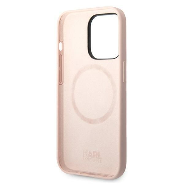 Aizmugurējais vāciņš Karl Lagerfeld Karl Lagerfeld KLHMP14LSLKHLP iPhone 14 Pro 6.1 "hardcase light pink / light pink Silicone Karl`s Head Magsafe