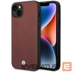 Back panel cover BMW  Case BMW BMHCP14S22RFGR iPhone 14 6.1" Burgundy/burgundy Leather Diamond Pattern 