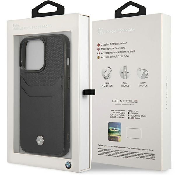 Tagakaaned BMW Case BMW BMHCP14X22RSEPK iPhone 14 Pro Max 6.7" black/black Leather Card Slot