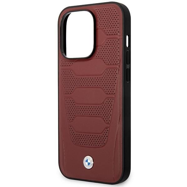 Tagakaaned BMW Case BMW BMHMP14X22RPSR iPhone 14 Pro Max 6.7" Burgundy/burgundy Leather Seats Pattern MagSafe