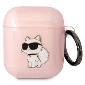 Aizmugurējais vāciņš Karl Lagerfeld  Karl Lagerfeld KLA2HNCHTCP Airpods 1/2 cover pink/pink Ikonik Choupette 