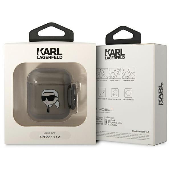 Aizmugurējais vāciņš Karl Lagerfeld Karl Lagerfeld KLA2HNIKTCK AirPods 1/2 cover black/black Karl`s Head
