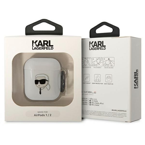 Aizmugurējais vāciņš Karl Lagerfeld Karl Lagerfeld KLA2HNIKTCT AirPods 1/2 cover transparent Karl`s Head