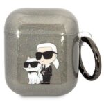 Nugarėlės dėklai Karl Lagerfeld  Karl Lagerfeld KLA2HNKCTGK Airpods 1/2 cover black/black Gliter Karl&Choupette 